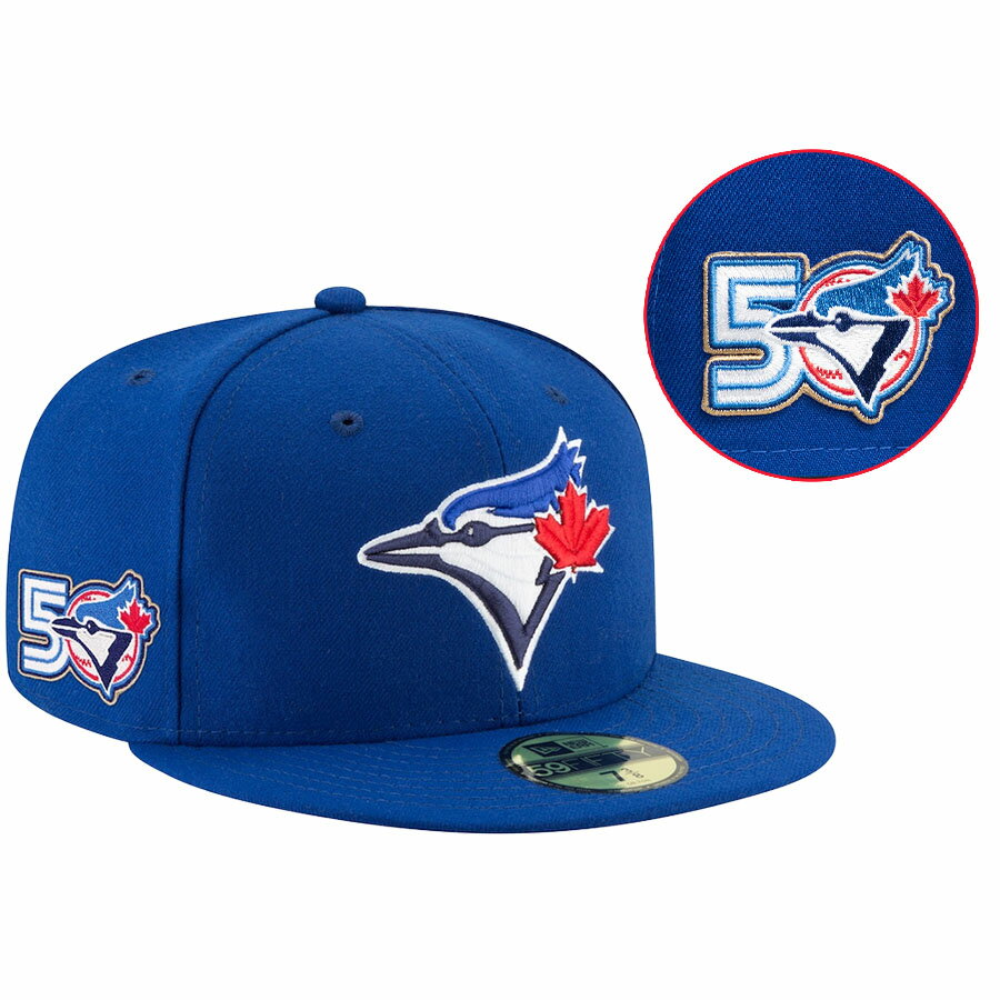 乐天商城 - MLB ブルージェイズ キャップ 【海外モデル】50周年記念 パッチ 59FIFTY Fitted Hat ニューエラ/New Era Game (ロイヤル)
