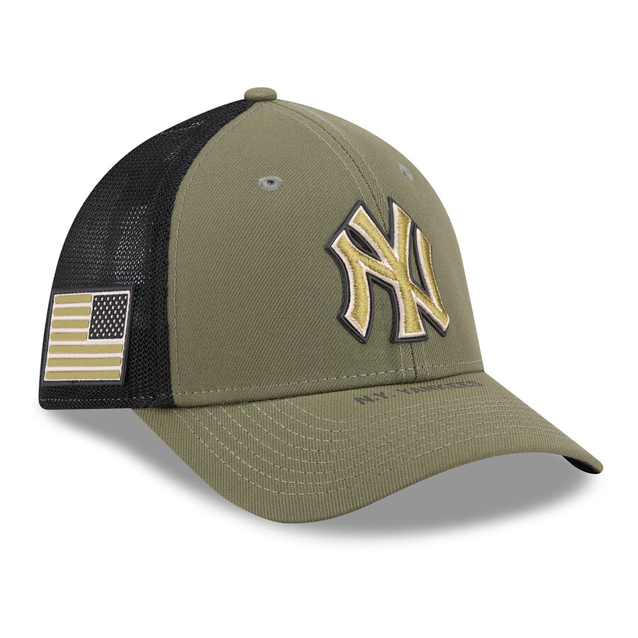 乐天商城 - MLB ヤンキース キャップ 【海外モデル】アームドフォーシズデー2026 39THIRTY Flex M-Crown トラッカーメッシュ ニューエラ/New Era オリーブ