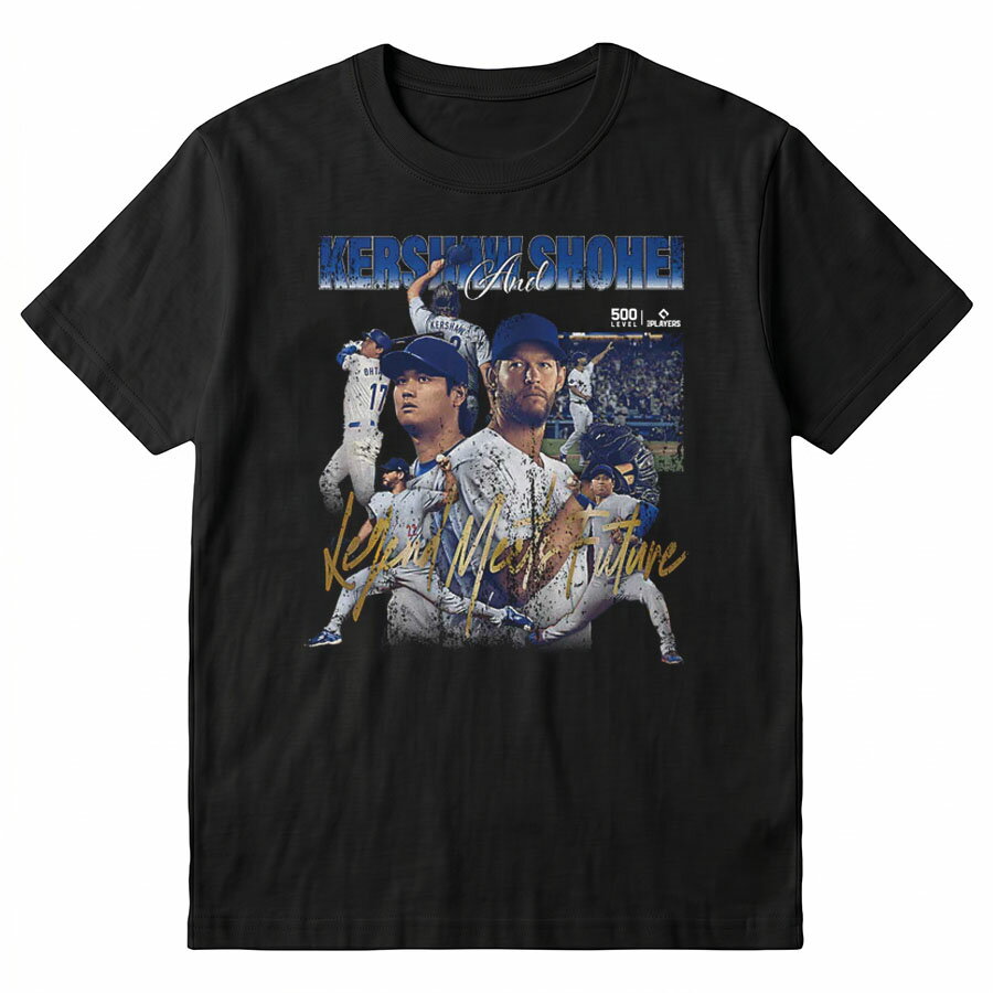 MLB 大谷翔平 クレイトン・カーショー ドジャース Tシャツ Legend Meets Future Tee 500Level ブラック