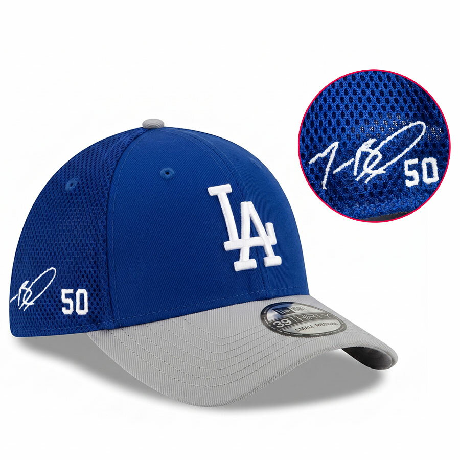 樂天商城 - MLB ムーキー・ベッツ ドジャース キャップ 【海外カスタム】サイン刺繍 2トーン チーム 39THIRTY Hat ニューエラ/New Era ロイヤル グレー
