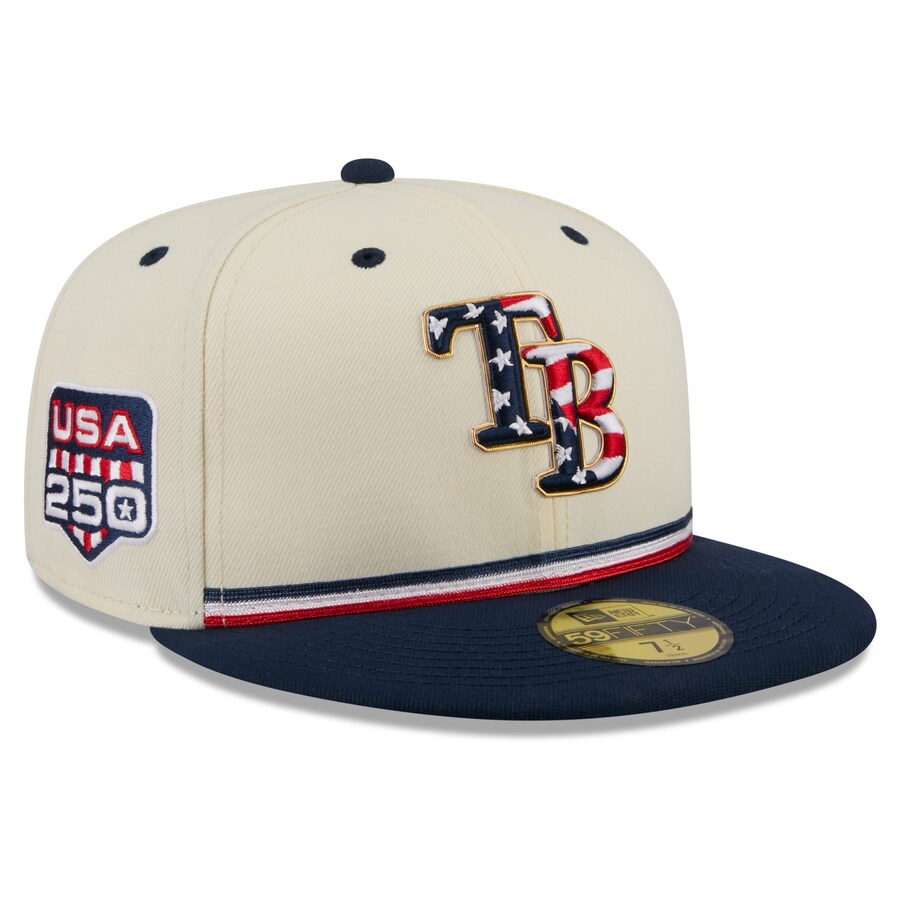 樂天商城 - MLB タンパベイ・レイズ キャップ 【海外モデル】2026 独立記念日 Fourth of July 59FIFTY Fitted Hat ニューエラ/New Era クリーム ネイビー