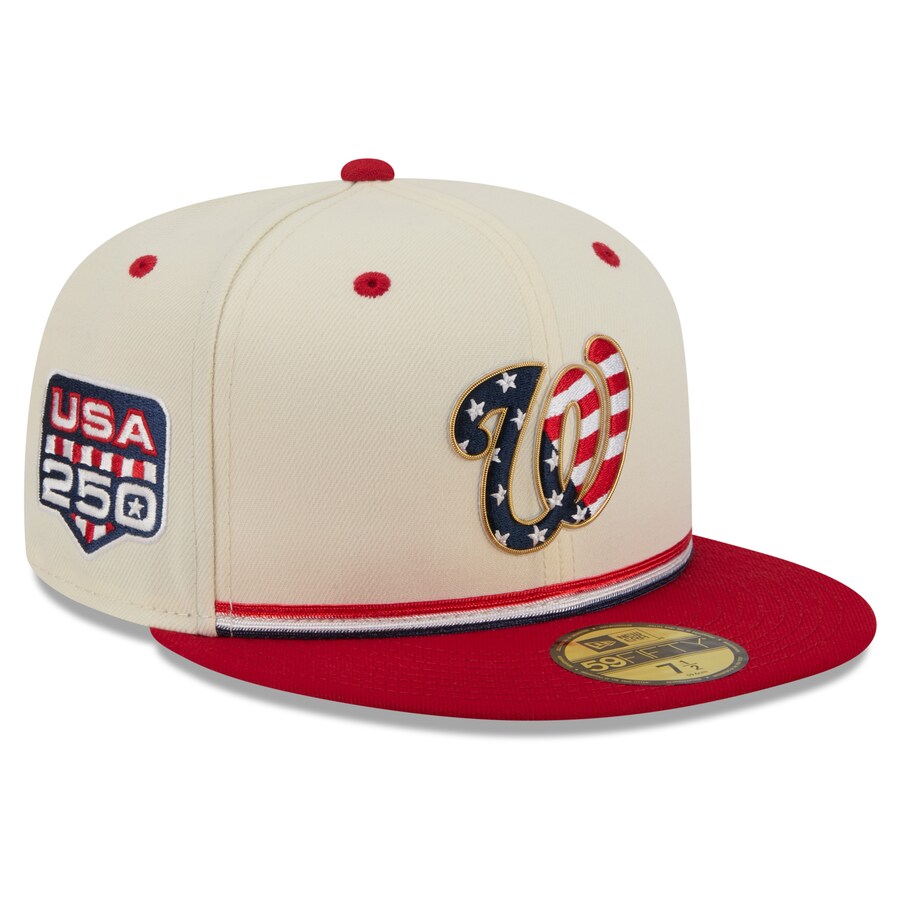 乐天商城 - MLB ナショナルズ キャップ 【海外モデル】2026 独立記念日 Fourth of July 59FIFTY Fitted Hat ニューエラ/New Era クリーム レッド