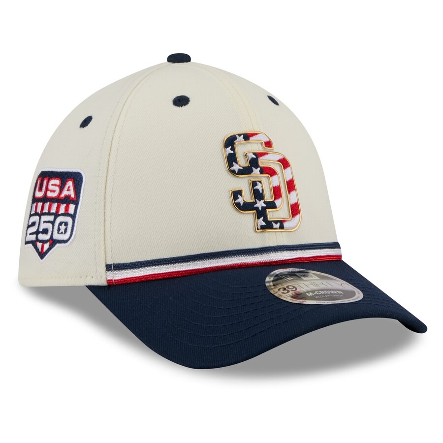 乐天商城 - MLB パドレス キャップ 【海外モデル】2026 独立記念日 Fourth of July 39THIRTY M-Crown Flex Hat ニューエラ/New Era クリーム ネイビー