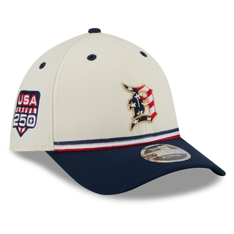 乐天商城 - MLB タイガース キャップ 【海外モデル】2026 独立記念日 Fourth of July 39THIRTY M-Crown Flex Hat ニューエラ/New Era クリーム ネイビー