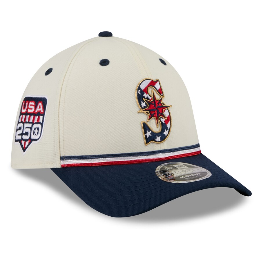 乐天商城 - MLB マリナーズ キャップ 【海外モデル】2026 独立記念日 Fourth of July 39THIRTY M-Crown Flex Hat ニューエラ/New Era クリーム ネイビー