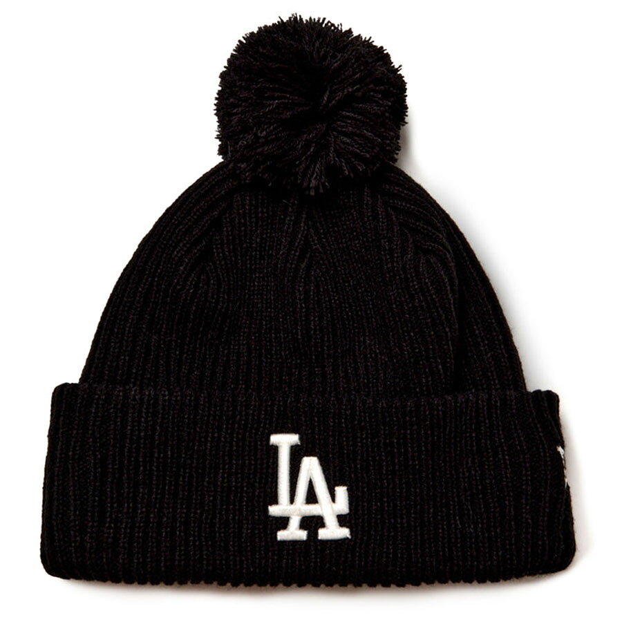 MLB ドジャース ニットキャップ Pom Pon Rib Knit ビーニー ニューエラ/New Era ブラック