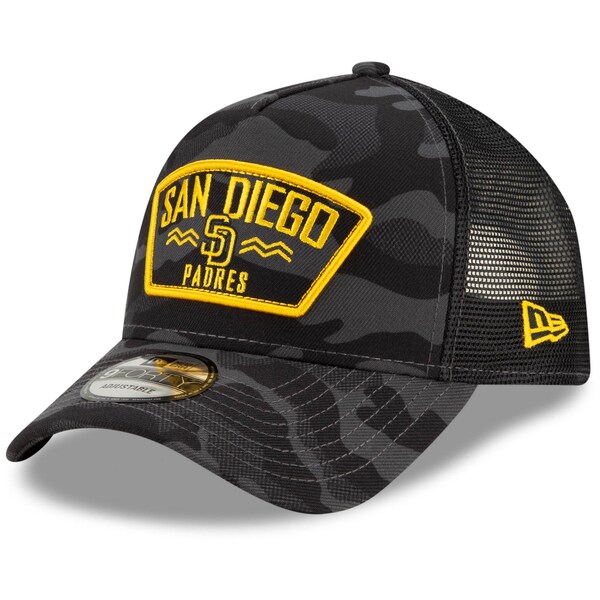 【取寄】パドレス MLB キャップ ニューエラ New Era グラファイト Patch A-Frame 9FORTY Trucker Snapback Hat
