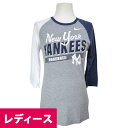 MLB ヤンキース Tシャツ グレー/ネイビー/ホワイト ナイキ WOMENS COOPERSTOWN TRI-BLEND 3/4 RAGLAN