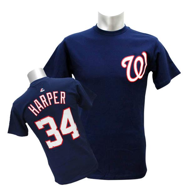 MLB ナショナルズ ブライス・ハーパー Tシャツ ネイビー マジェスティック Player Tシャツ - 
定番！MLB ネーム&ナンバー プレイヤーTシャツ、人気選手が再入荷！！
