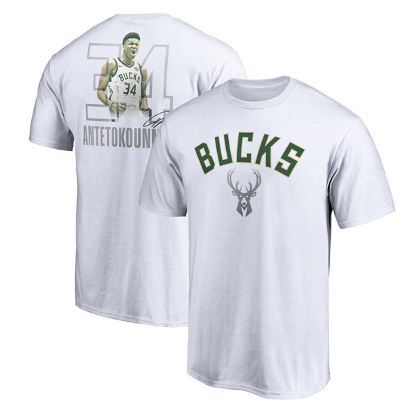 【取寄】ヤニス・アデトクンボ ミルウォーキー・バックス NBA Tシャツ メンズ 半袖 ホワイト In the Key T-Shirt - 
NBAプレーヤーフォトグラフィックデザインTシャツ取扱受付開始！
