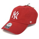 MLB ヤンキース キャップ 帽子 レッド 47ブランド Cleanup Adjustable キャップ【0702価格変更)】