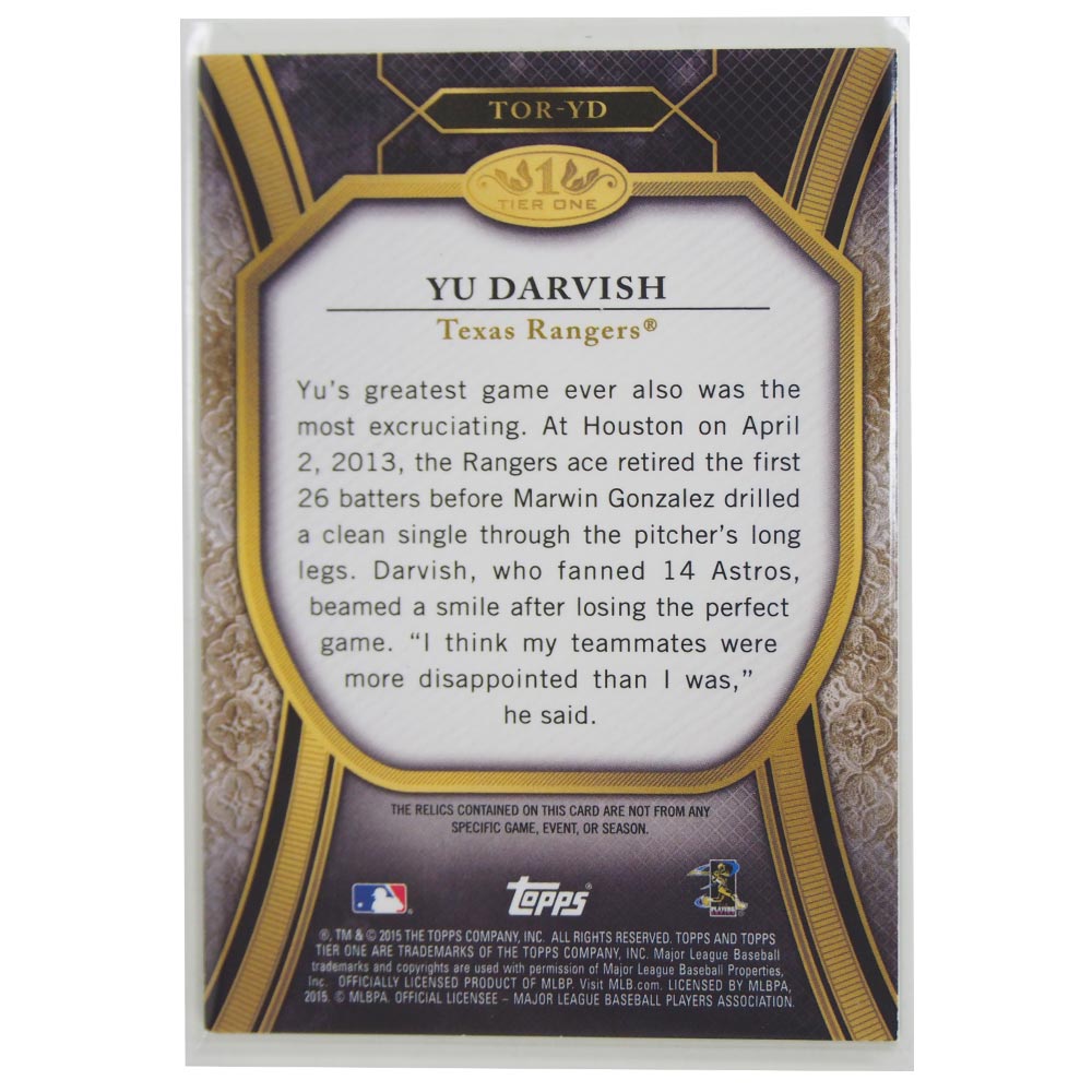 MLB レンジャーズ ダルビッシュ有 2015 ユーズド ジャージ カード トップス/Topps レアアイテム