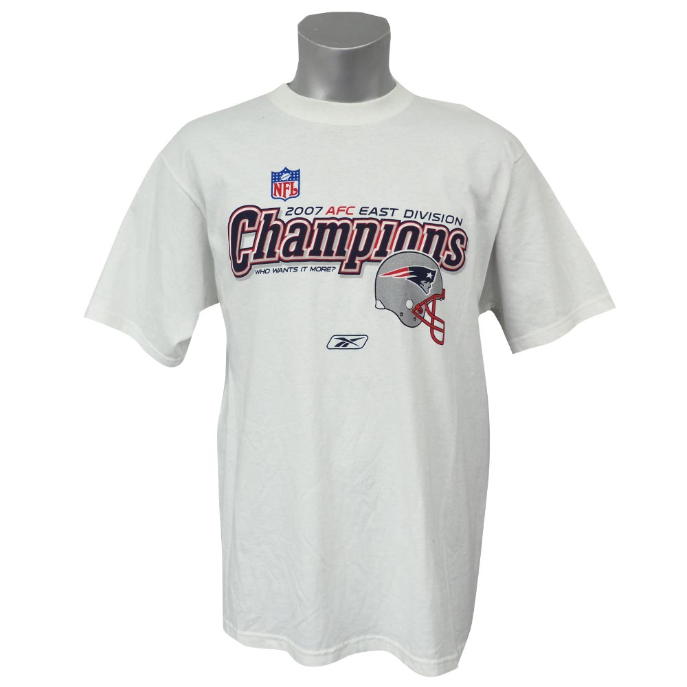 NFL ペイトリオッツ 2007 AFC 東地区 優勝記念 Tシャツ リーボック/Reebok ホワイト レアアイテム【OCSL】