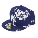 MLB ヤンキース ハイビスカス 59FIFTY キャップ 帽子 ニューエラ/New Era ネイビー/ホワイト【1910セール】
