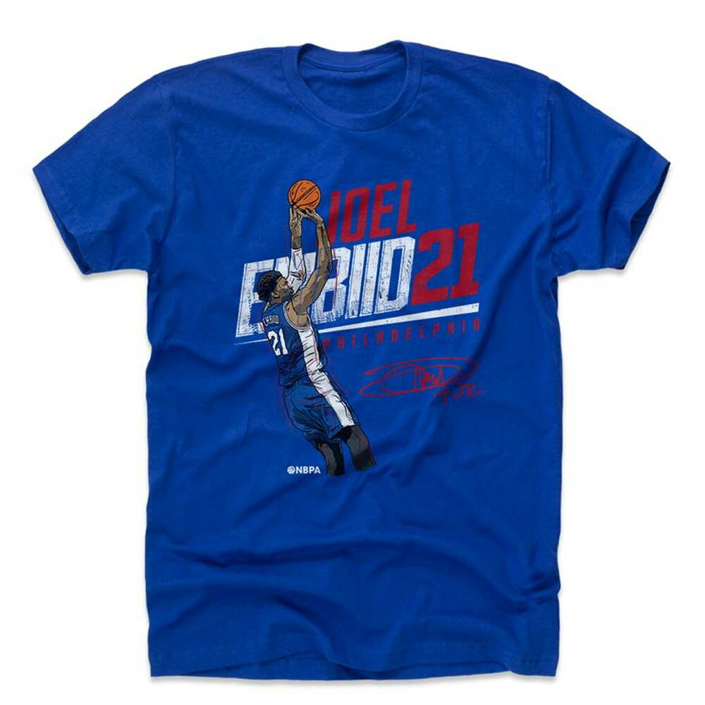 NBA Tシャツ 76ers ジョエル・エンビード プレーヤー アート シューター 500Level ロイヤルブルー【OCSL】