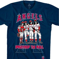 【取寄】MLB ロサンゼルス・エンゼルス Tシャツ KISS コラボ ドレス トゥ キル ネイビー - 
話題沸騰！ MLB x KISS コラボTシャツ取扱開始！
