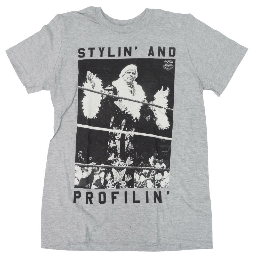 WWE リック・フレアー Tシャツ STYLIN AND PROFILIN WWE Authentic ヘザー ブラック【OCSL】のサムネイル