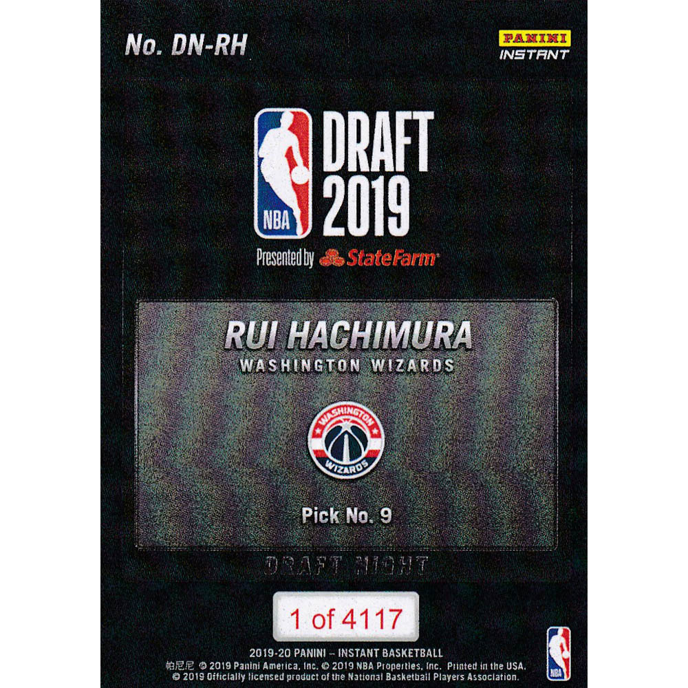 NBA 八村塁 ワシントン・ウィザーズ トレーディングカード/スポーツカード 2019-20 ルーキー カード ドラフト ナイト Panini