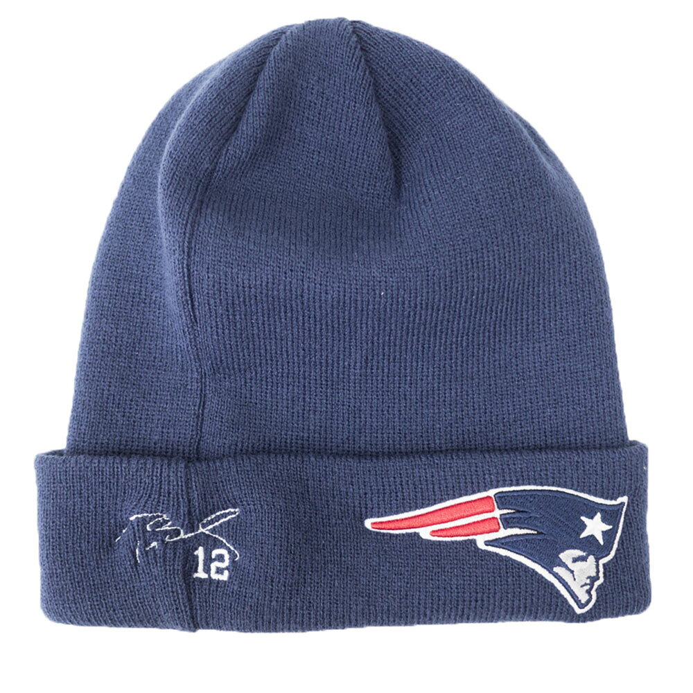 【リニューアル記念メガセール】NFL トム・ブレイディ ペイトリオッツ ニットキャップ/ニット帽 サイン刺繍入り ニット ニューエラ/New Era ネイビー
