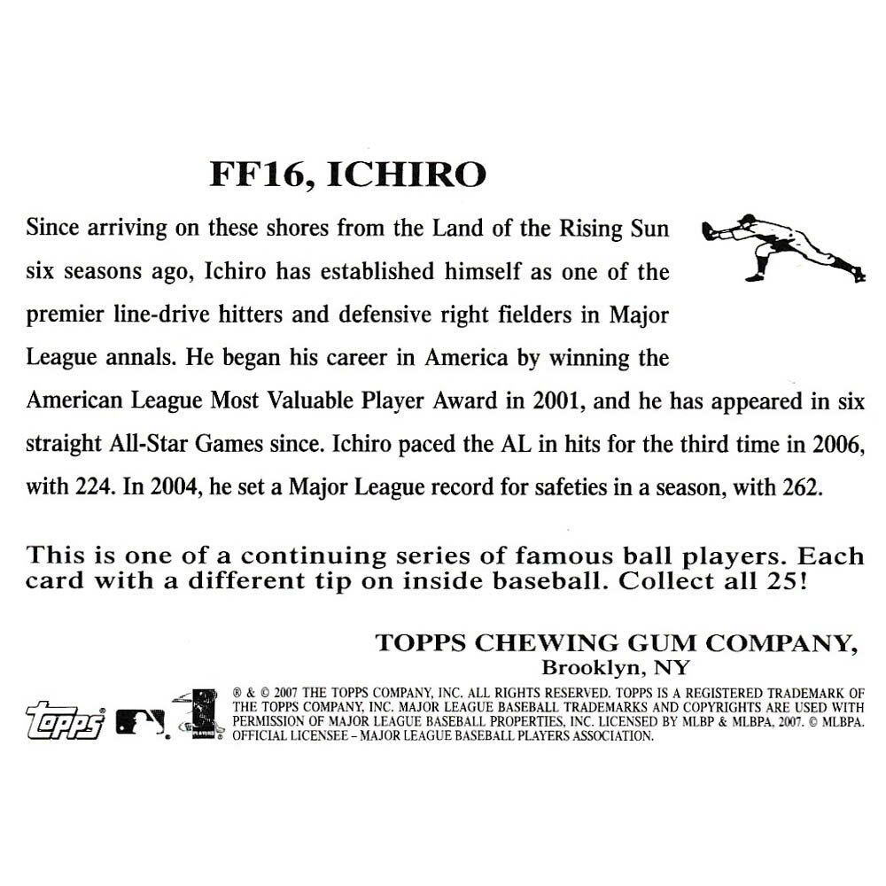 MLB イチロー シアトル・マリナーズ トレーディングカード/スポーツカード 2007 イチロー #ff16 Topps