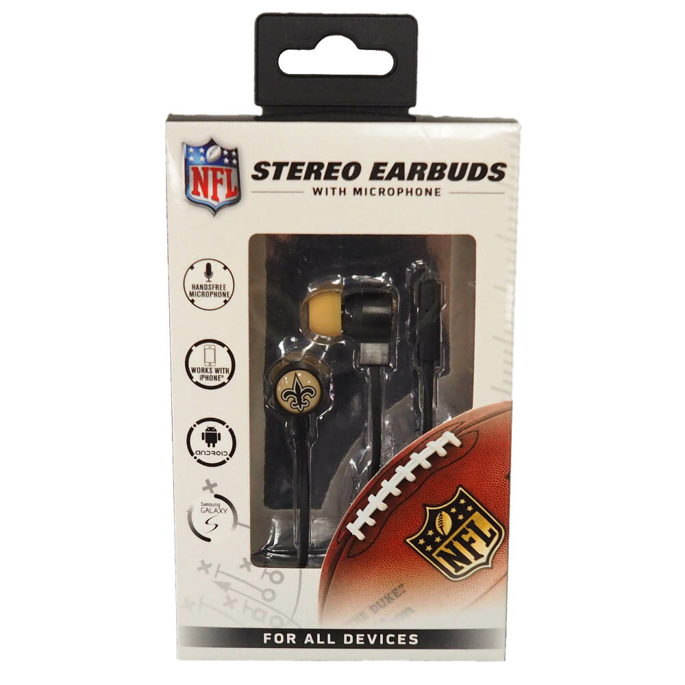 NFL セインツ Stereo Earbuds イヤホン/ヘッドフォン Mizco