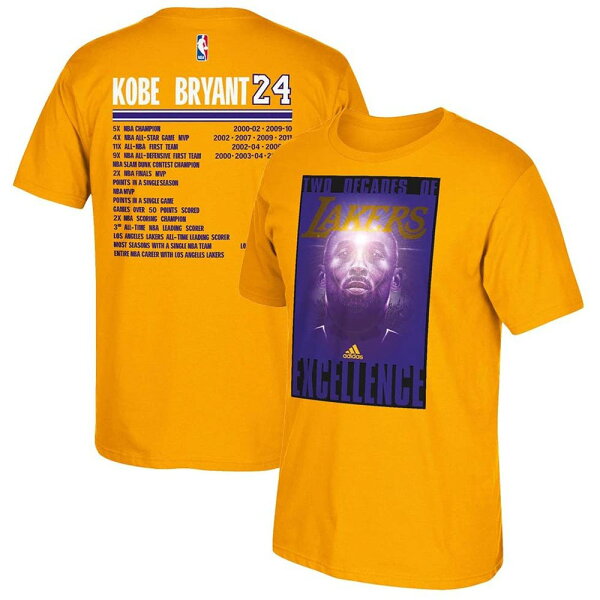 NBA コービー・ブライアント ロサンゼルス・レイカーズ Tシャツ Two Decades of Excellence T-Shirt アディダス/Adidas ゴールド