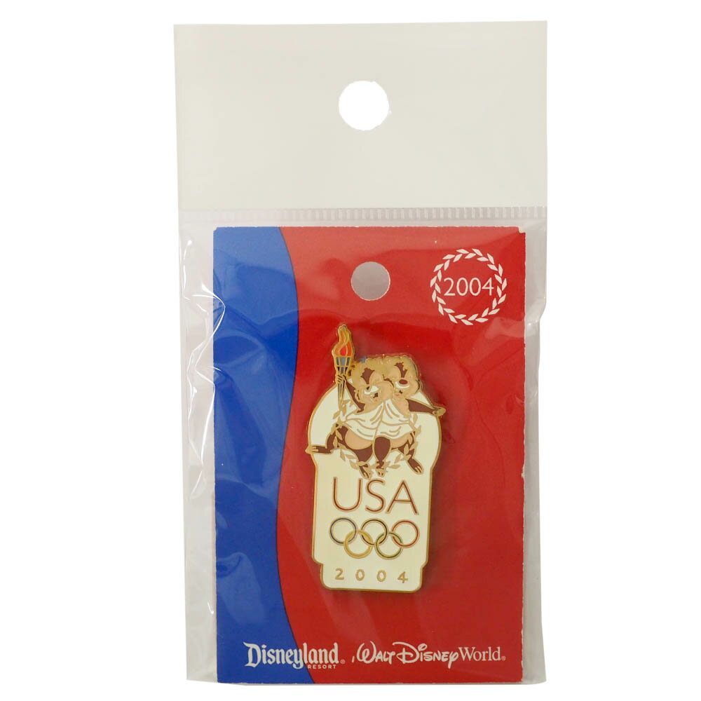 アメリカ代表 ディズニー 2004 アテネ?USA Logo Pin : Chip & Dale Torch Wreath ピンバッチ ピンズ Disney