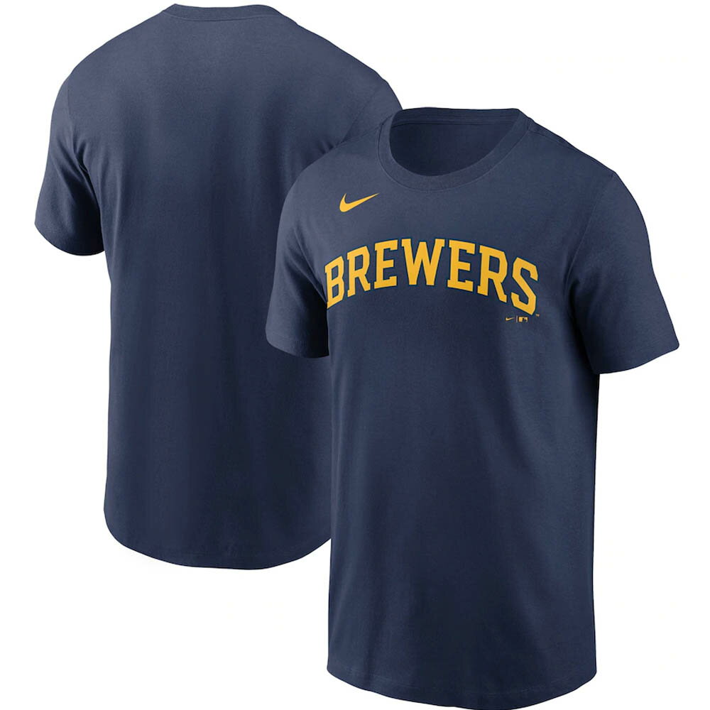MLB ミルウォーキー・ブリュワーズ Tシャツ チームワードマーク ナイキ/Nike ネイビー