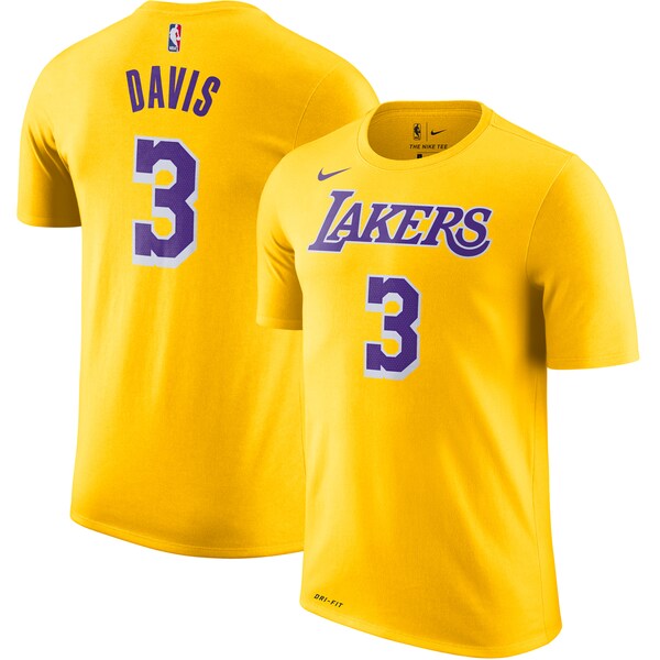 NBA アンソニー・デービス ロサンゼルス・レイカーズ Tシャツ 2019/2020 ネーム & ナンバー ナイキ/Nike イエロー