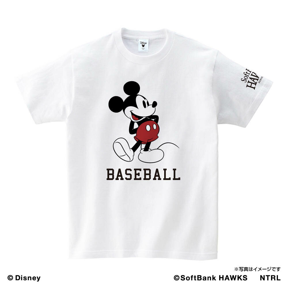 福岡ソフトバンクホークス グッズ Tシャツ ミッキーマウス（BASEBALL）×福岡ソフトバンクホークス　Tシャツ Space Age ホワイト