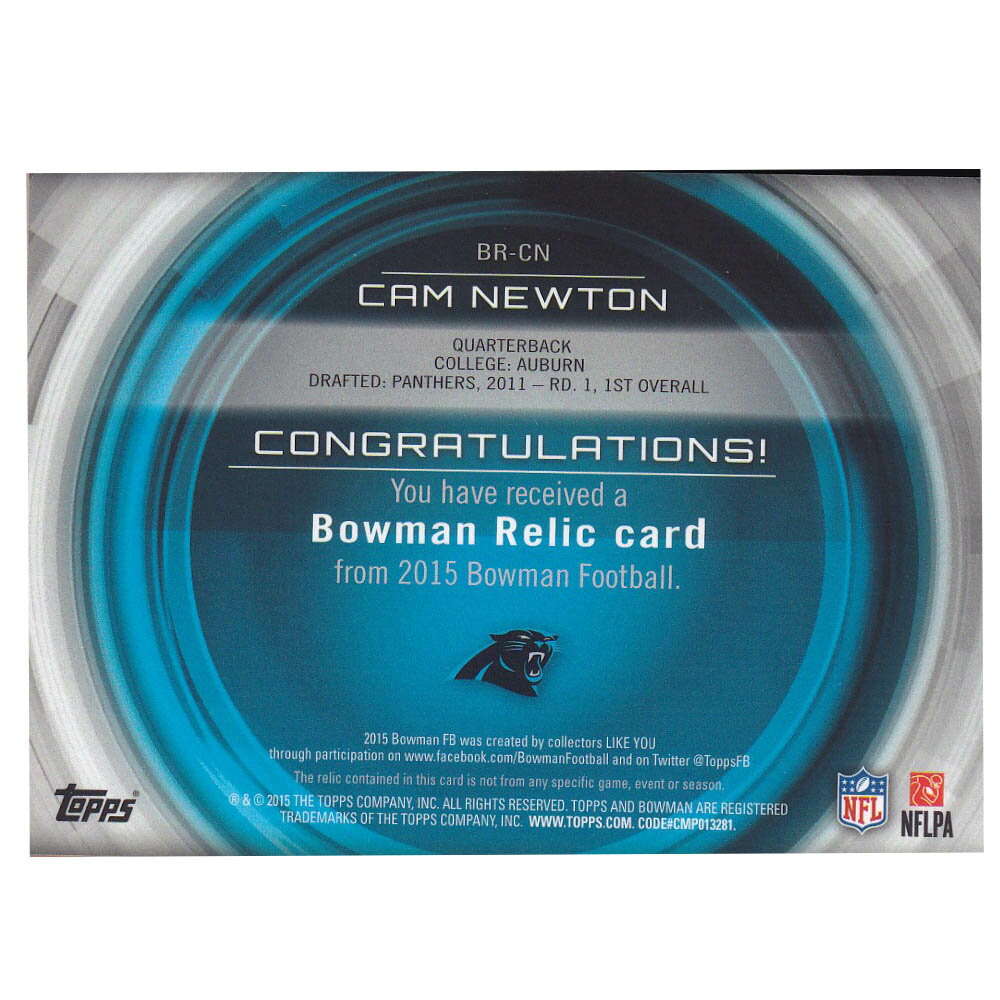NFL ����ࡦ�˥塼�ȥ� �ѥ󥵡��� �ȥ졼�ǥ��󥰥����� 2015 Bowman Relics Card Topps