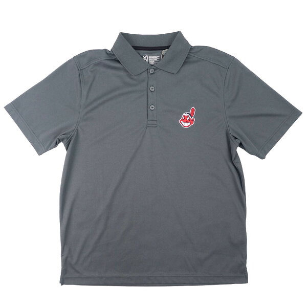【ピックアップ】MLB クリーブランド・インディアンス Logo Drytec ポロシャツ  ワフー酋長 B-BUC チャコール