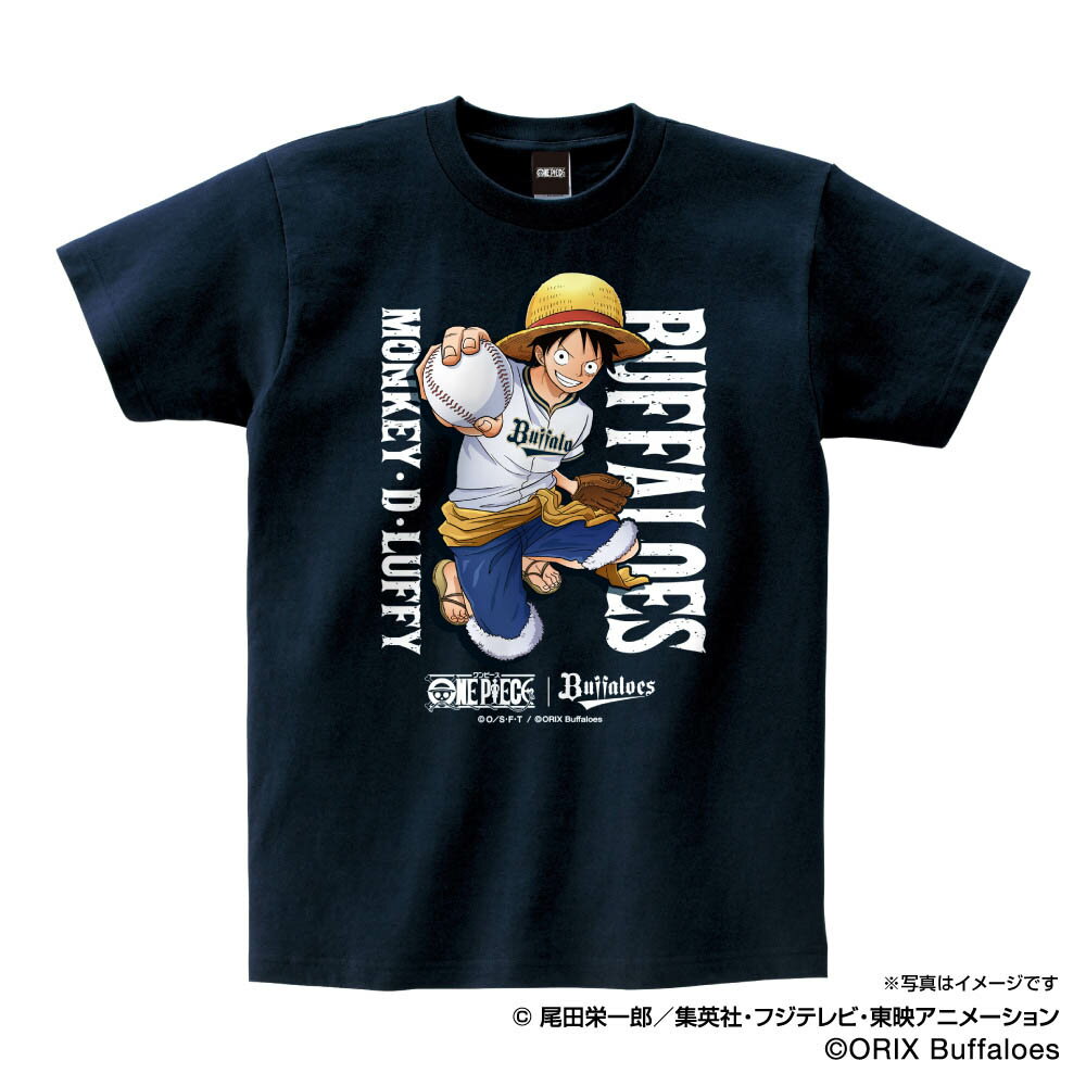 オリックス・バファローズ グッズ Tシャツ ワンピース×バファローズ　Tシャツ　（ルフィ） Space Age ネイビー