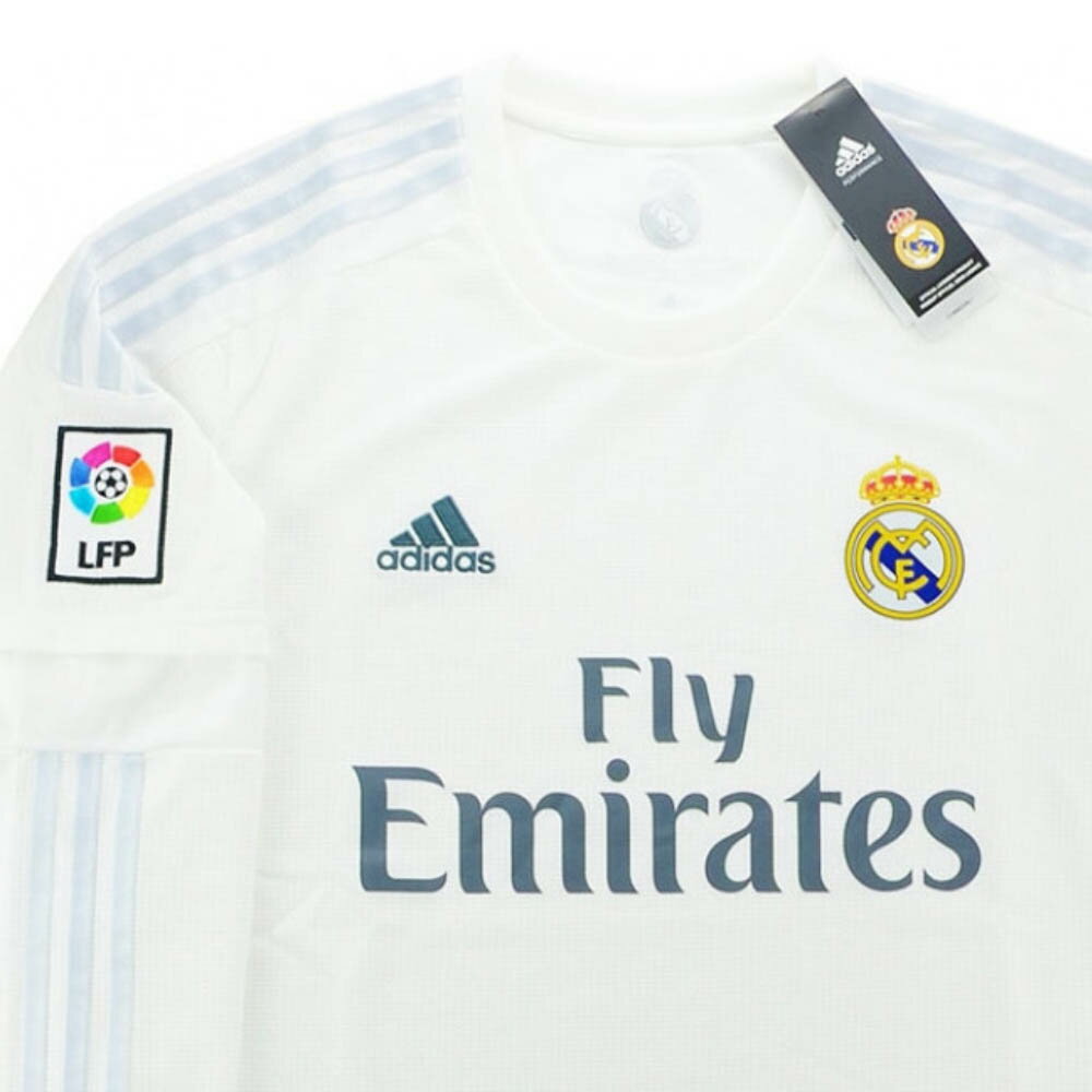 ギャレス・ベイル ユニフォーム レアル・マドリード アディダス Adidas ホーム ホワイト 2015-16 レプリカ メンズ 長袖 マドリーセール サッカー 用品 セール