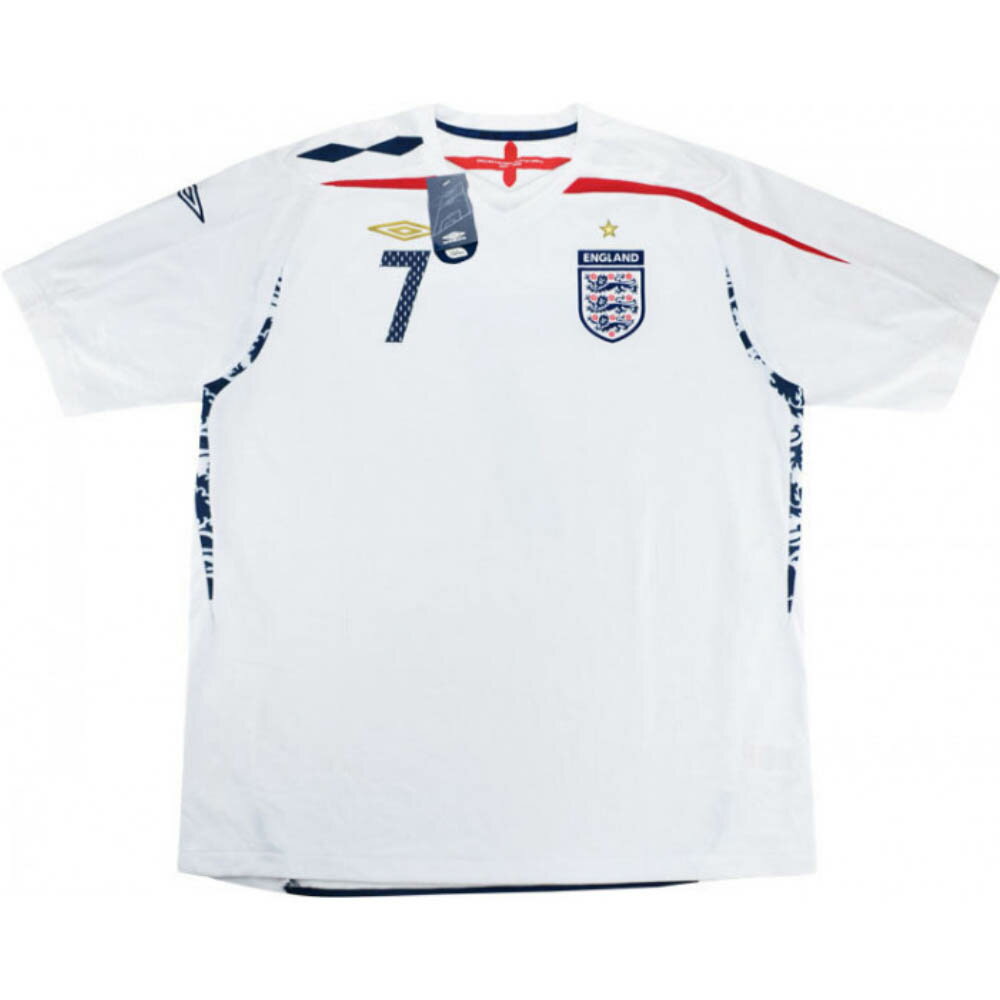 デビット・ベッカム ユニフォーム イングランド代表 アンブロ Umbro ホーム ホワイト 2007-09 レプリカ メンズ 半袖格安セール サッカー 用品 セール