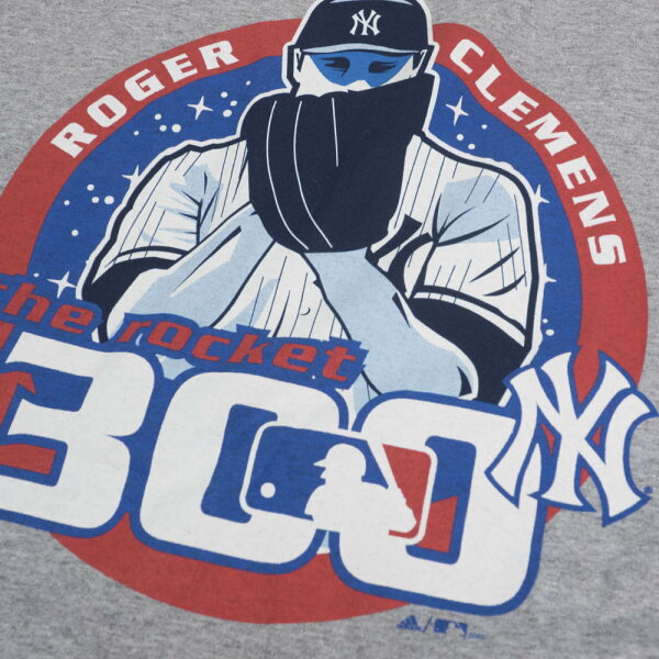 ロジャー・クレメンス Tシャツ tシャツ MLB ヤンキース アディダス Adidas グレー 300勝記念 メンズ 半袖