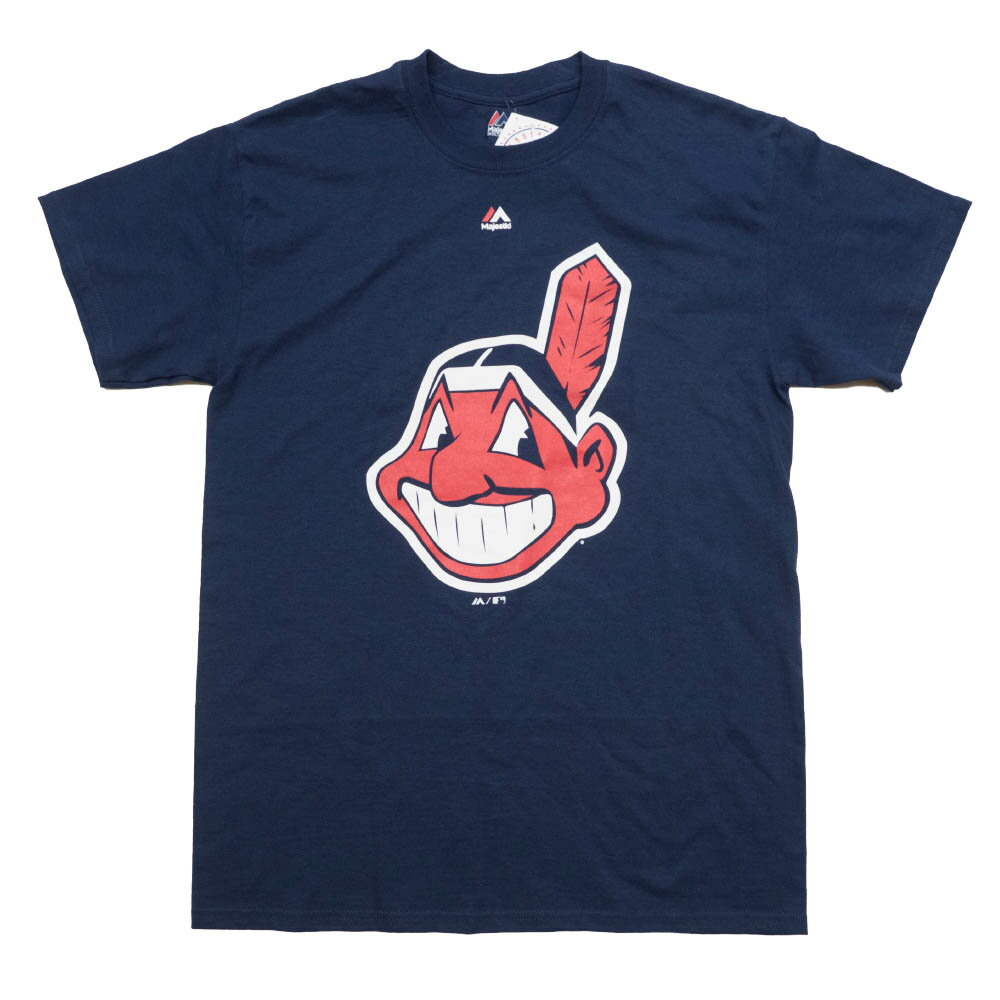 インディアンス Tシャツ tシャツ メンズ 半袖 MLB メジャーリーグ マジェスティック/Majestic ネイビー ワフー酋長ロゴ