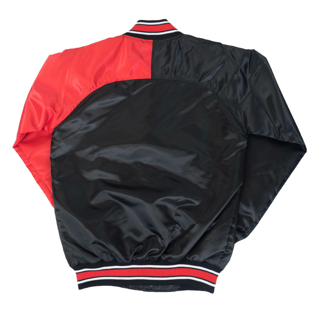 【ピックアップ】NBA ラプターズ スタジャン スターター STARTER ブラック レッド メンズ 長袖 アウター ジャケット 2Tone Arm Satin Jacket