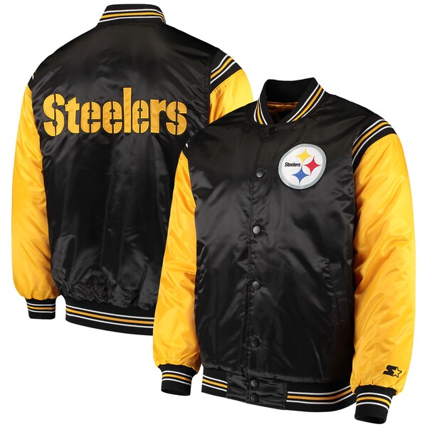 NFL スティーラーズ ジャケット サテンジャケット Enforcer Varsity Jacket ジャケット STARTER ブラック ゴールド 2212fsg