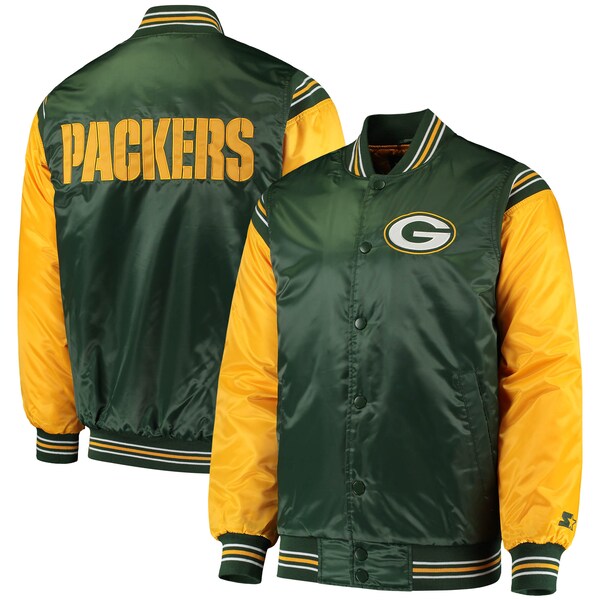 NFL パッカーズ ジャケット サテンジャケット Enforcer Varsity Jacket ジャケット STARTER グリーン ゴールド - 
NFL人気チーム！グリーンベイ・パッカーズグッズ！大量入荷！
