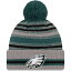 NFL イーグルス ニットキャップ 2021 サイドライン Sideline Sport Pom Cuffed Knit Hat ニューエラ/New Era グレー