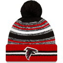 NFL ファルコンズ ニットキャップ 2021 NFL Sideline サイドライン Sport Official Pom Cuffed Knit Hat ニューエラ/New Era Black/Red