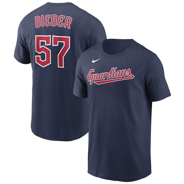 MLB Shane Bieber #57 K[fBAY TVc Player Name & Number T-Shirt iCL/Nike lCr[