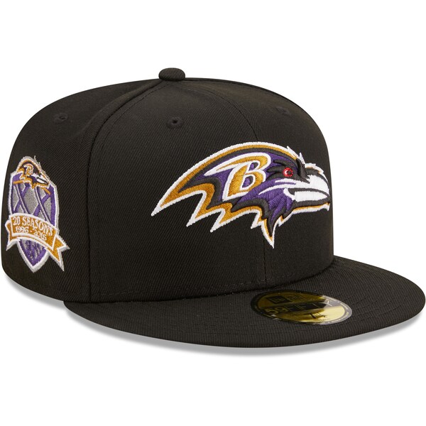 【取寄】NFL レイブンズ キャップ 20周年記念 アニバーサリー パッチロゴ 59FIFTY Fitted Hat ニューエラ/New Era ブラック - 
NFL チーム創設記念パッチ付きキャップ　取り寄せ開始！
