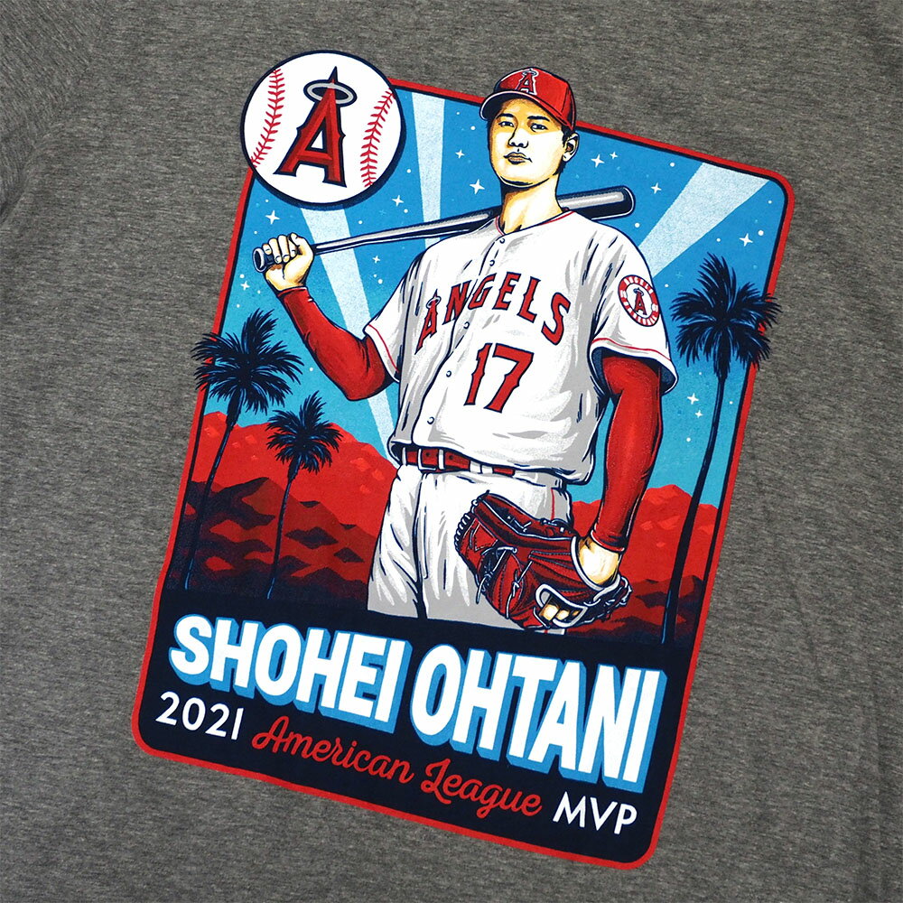 MLB 大谷翔平 エンゼルス Tシャツ 2021 アメリカンリーグ MVP 最優秀選手 二刀流 Tee ニューエラ/New Era グレー