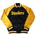 NFL スティーラーズ スタジャン タフ シーズン サテン ジャケット アウター ミッチェル＆ネス/Mitchell Ness ブラック