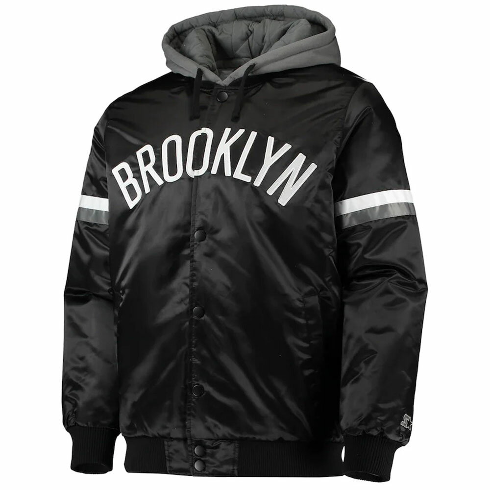 NBA ブルックリン・ネッツ スタジャン 75周年記念 フルスナップ バーシティ フード 75th Anniversary Hoodie ジャケット STARTER