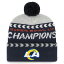 NFL ラムズ ニットキャップ 第56回 スーパーボウル 優勝記念 Super Bowl LVI Champions Clapboard Cuffed Pom Knit 47 Brand Gray/Navy