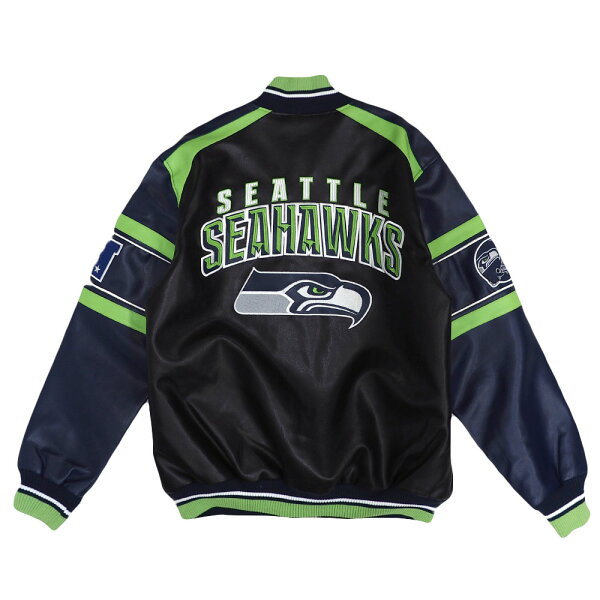 NFL シーホークス ジャケット レザー Faux Leather アウター Jacket G-III ネイビー