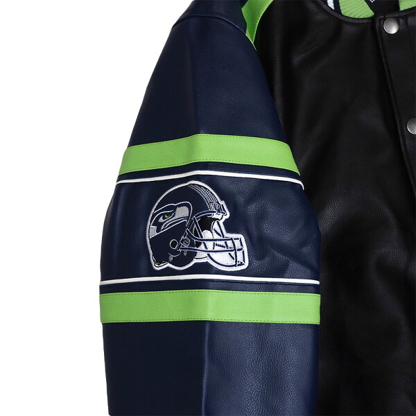 NFL シーホークス ジャケット レザー Faux Leather アウター Jacket G-III ネイビー